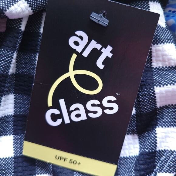 NEW Art Class One Piece Bathing Suit XS (4/5) Girls Black White Gingham, Yellow - Picture 3 of 6